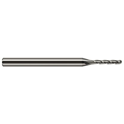 Picture of Harvey Tool 12835 Dia 0.035 LOC 0.1750 OAL2.50 End Mill Standard Flute Standard Helix Carbide Uncoated Single End Ball NoseBall